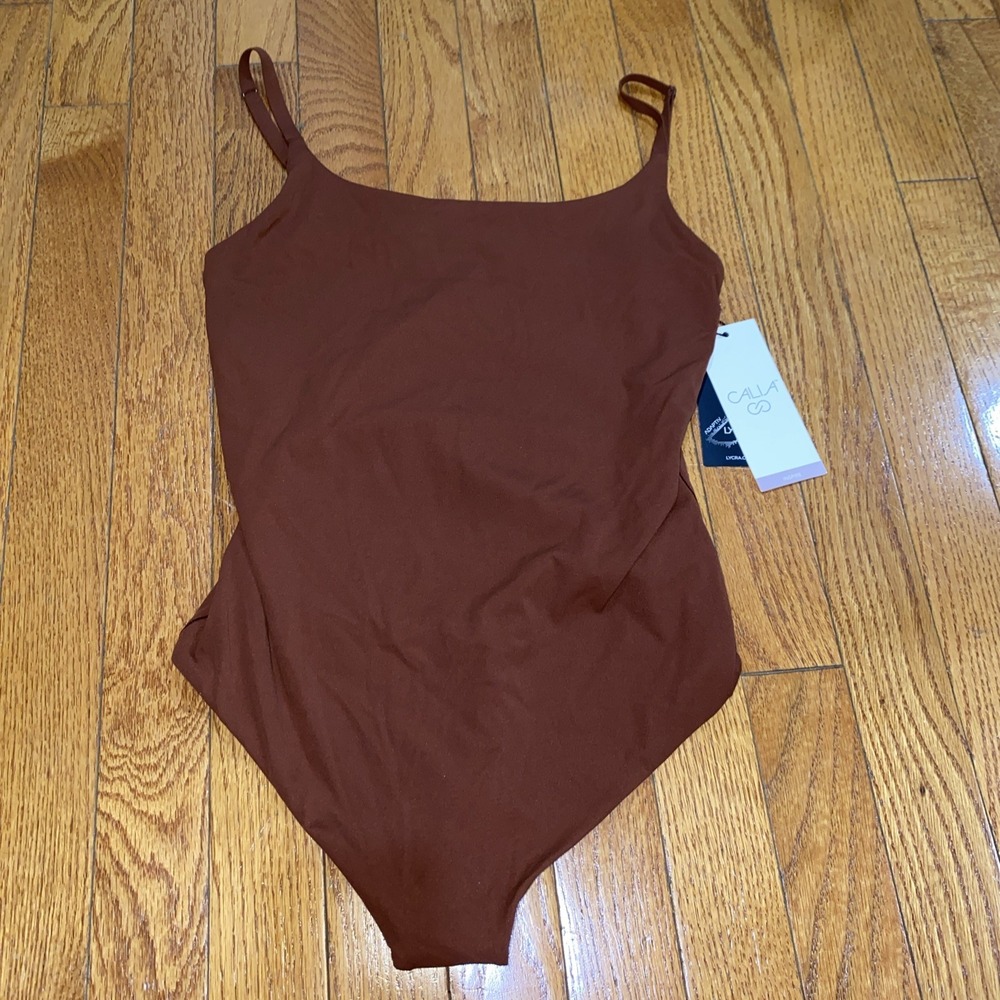 CALIA Women's Inspire Tank Cami Bodysuit Red Brown Size Small Sleeveless Stretch